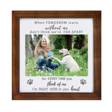 Personalised design wholesale custom 8x8 black wood Dog  Cat photo Display Pet Memorial Picture Frame for Sympathy Keepsake Gift